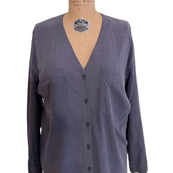 Vintage Charcoal Grey Cotton Blouse - Picture 3 of 9